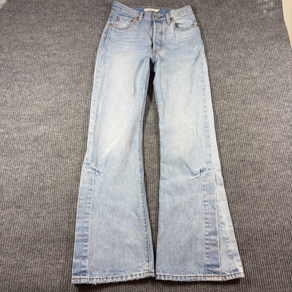 Levi's Jeans Women's 27 Premium Ribcage Split Flare Light Wash Blue Denim Casual - Picture 4 of 10